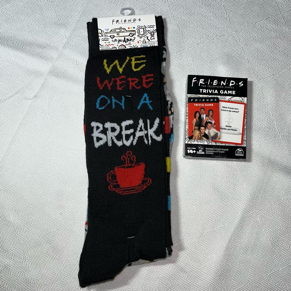 Friends Socks 2 Pair and Friends Trivia Card Game‎ New in Packages
